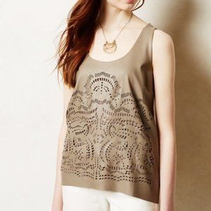 Sunday in Brooklyn Vegan Leather Front Panel Tank Top, Size Small